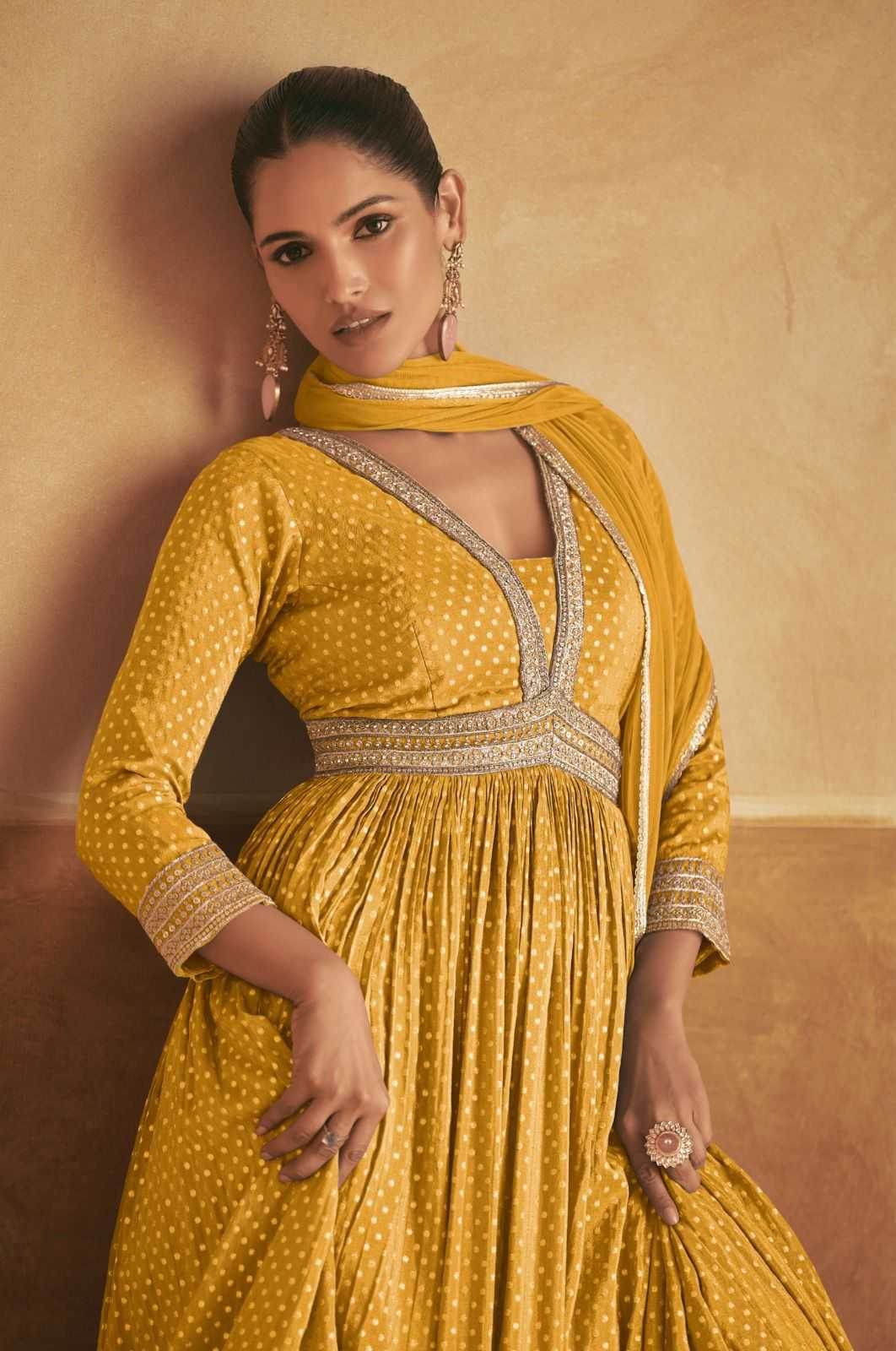 Pure Silk Embroidery Party Wear Gown - MYLUXURY LANE ENTERPRISE